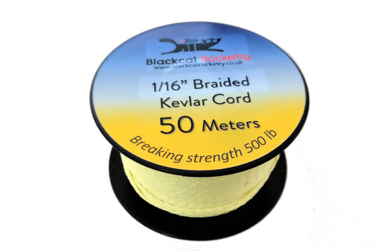 1/16" Braided Kevlar Shock Cord - Black Cat Rocketry