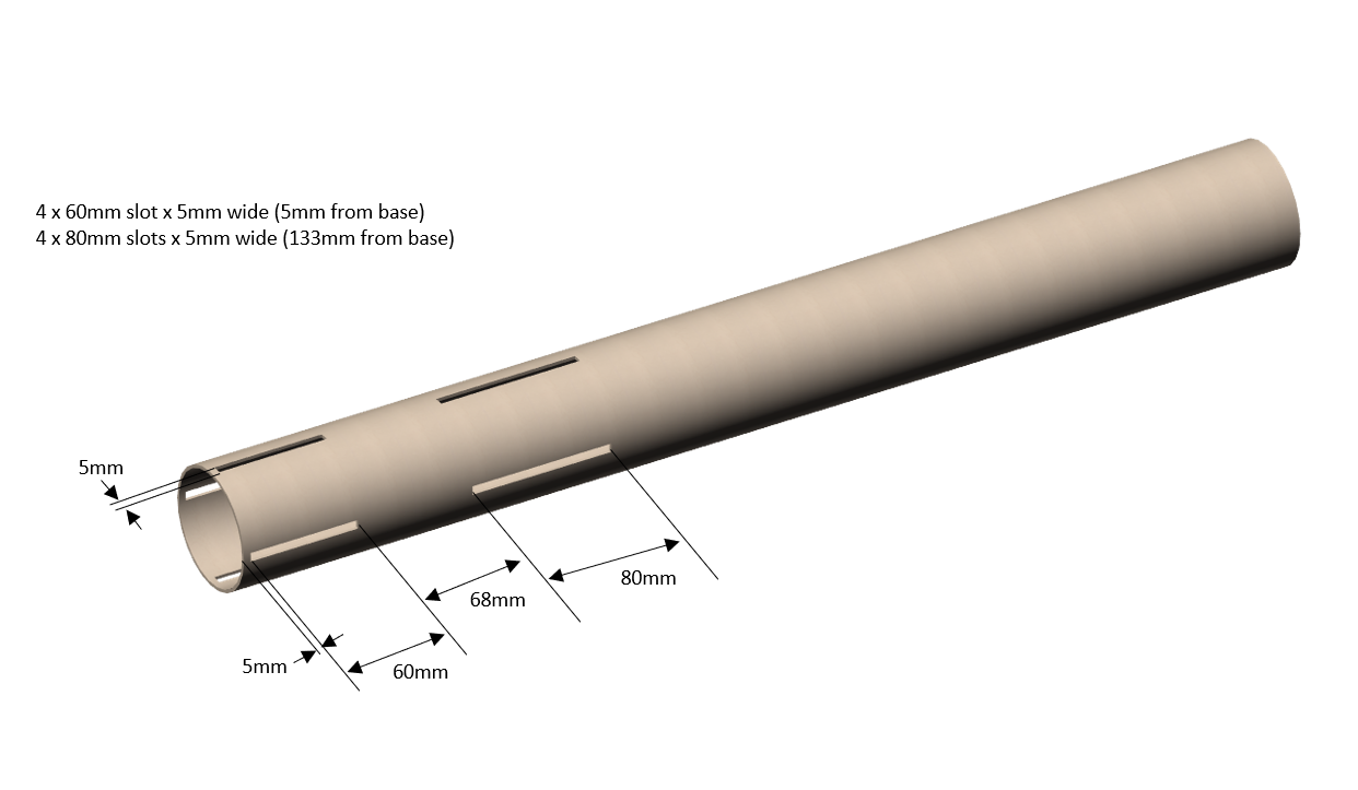 Slotted 65mm Phenolic Aiframe Tubing - Black Cat Rocketry