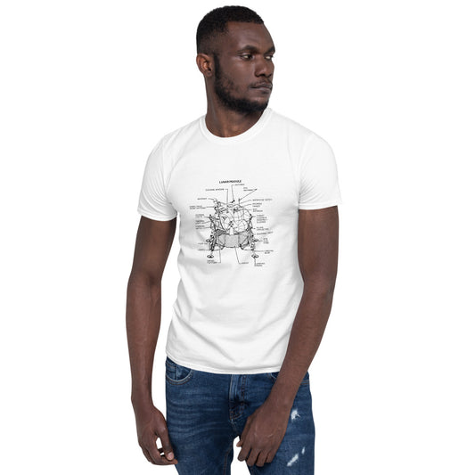 Apollo Lunar Lander Schematic T-Shirt - White - Black Cat Rocketry