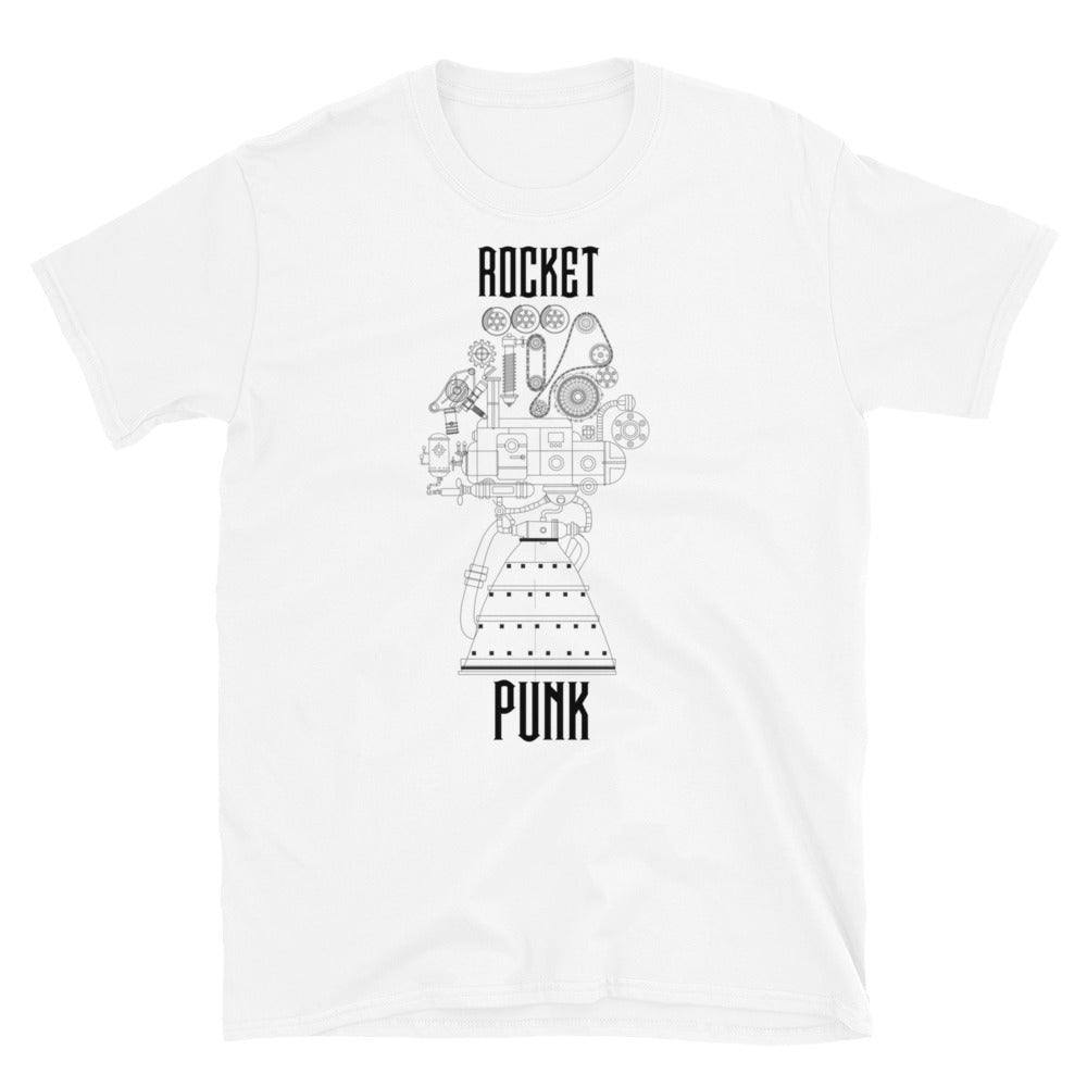 Steam Punk Rocket Engine T-Shirt - White - Black Cat Rocketry